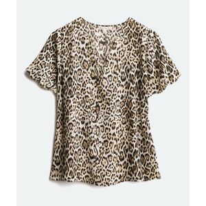 Nine Britton Leopard Print Frenkel Scallop Neckline Blouse